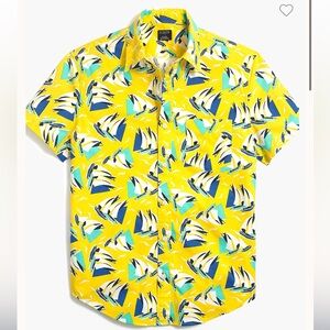 J. Crew Yellow Sailboat Print Casual Shirt